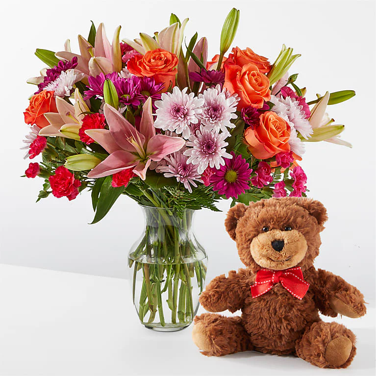 Here's Looking at You Bouquet & Bear Set
