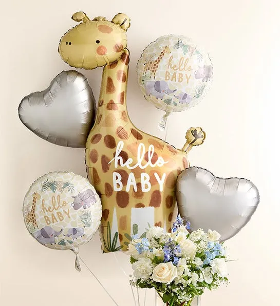 Sweet Baby Boy Arrangement with Hello Baby Balloons - Image 4