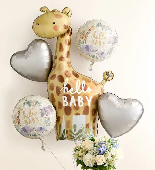Sweet Baby Boy Arrangement with Hello Baby Balloons - Image 3