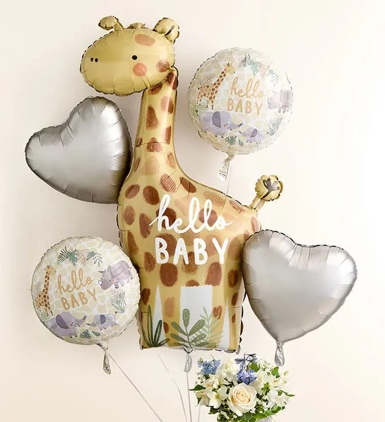 Sweet Baby Boy Arrangement with Hello Baby Balloons - Image 2