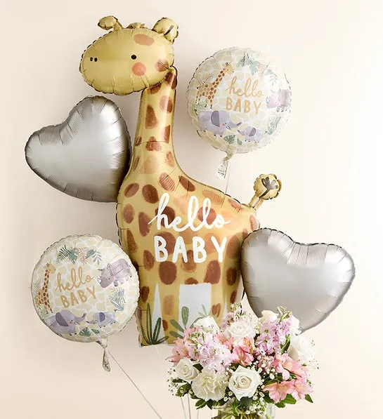 Sweet Baby Girl Arrangement with Hello Baby Balloons - Image 2