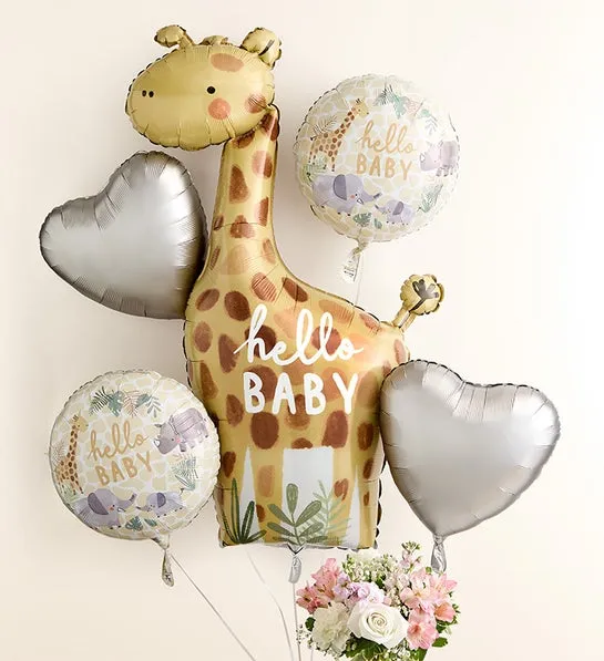 Sweet Baby Girl Arrangement with Hello Baby Balloons - Image 3
